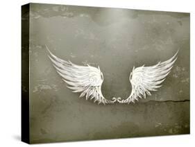 Wings White, Old-Style Vector-Nataliia Natykach-Stretched Canvas