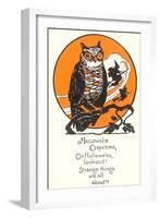 Winking Owl and Witch on Broom-null-Framed Art Print