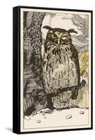 Winking Owl Perched on a Branch, by the Look of It It's an Eagle Owl-A Weisgerber-Framed Stretched Canvas