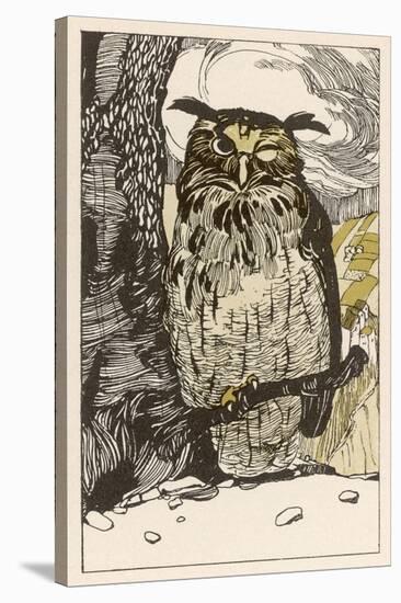 Winking Owl Perched on a Branch, by the Look of It It's an Eagle Owl-A Weisgerber-Stretched Canvas