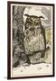 Winking Owl Perched on a Branch, by the Look of It It's an Eagle Owl-A Weisgerber-Framed Art Print