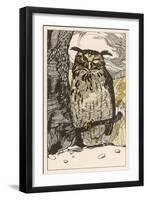 Winking Owl Perched on a Branch, by the Look of It It's an Eagle Owl-A Weisgerber-Framed Art Print