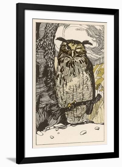 Winking Owl Perched on a Branch, by the Look of It It's an Eagle Owl-A Weisgerber-Framed Art Print