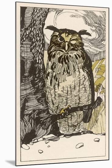 Winking Owl Perched on a Branch, by the Look of It It's an Eagle Owl-A Weisgerber-Mounted Art Print