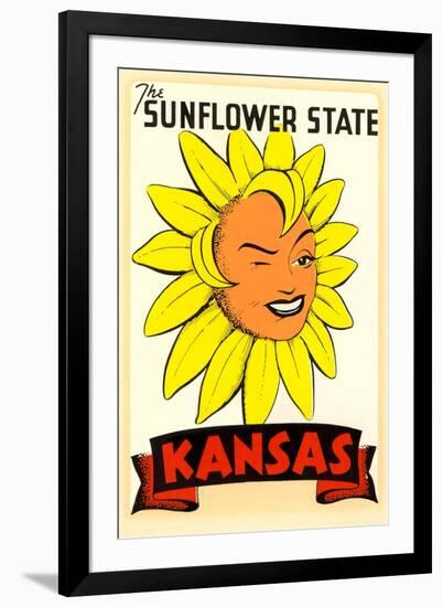 Winking Sunflower-null-Framed Art Print