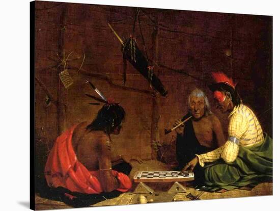 Winnebago Indians Playing Checkers, 1842-Charles Deas-Stretched Canvas