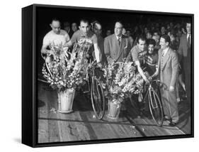 Winner of the Six Day Bicycle Race Angelo Debacco and Alvaro Giorgetti from Italy-Ralph Morse-Framed Stretched Canvas
