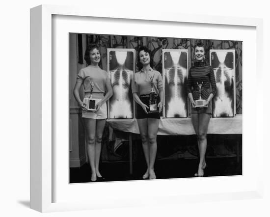 Winning Models Marianne Baba, Lois Conway and Ruth Swensen During a Chiropractor Beauty Contest-Wallace Kirkland-Framed Photographic Print