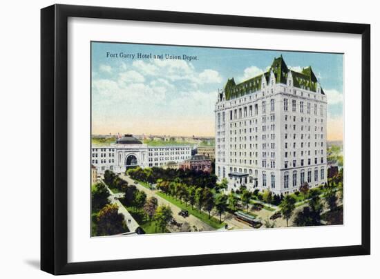Winnipeg, Manitoba - Fort Garry Hotel, Union Depot Exterior-Lantern Press-Framed Art Print