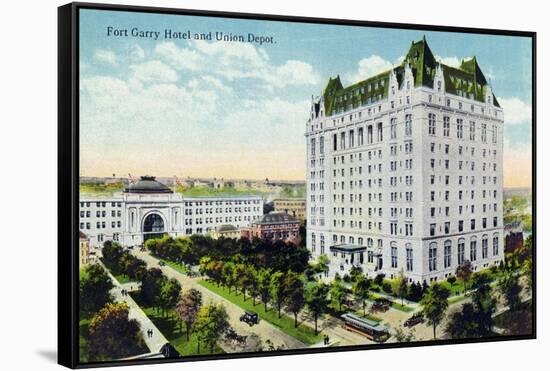 Winnipeg, Manitoba - Fort Garry Hotel, Union Depot Exterior-Lantern Press-Framed Stretched Canvas