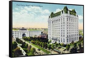 Winnipeg, Manitoba - Fort Garry Hotel, Union Depot Exterior-Lantern Press-Framed Stretched Canvas