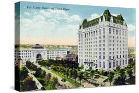Winnipeg, Manitoba - Fort Garry Hotel, Union Depot Exterior-Lantern Press-Stretched Canvas