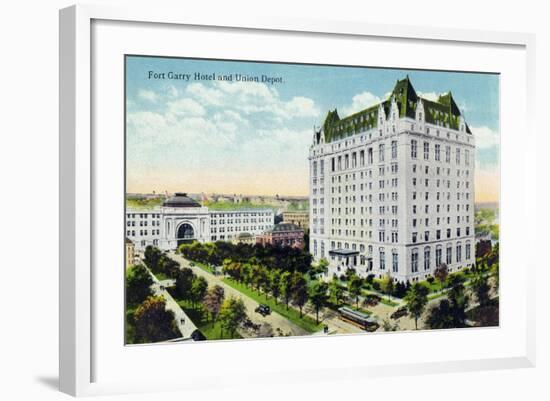 Winnipeg, Manitoba - Fort Garry Hotel, Union Depot Exterior-Lantern Press-Framed Art Print