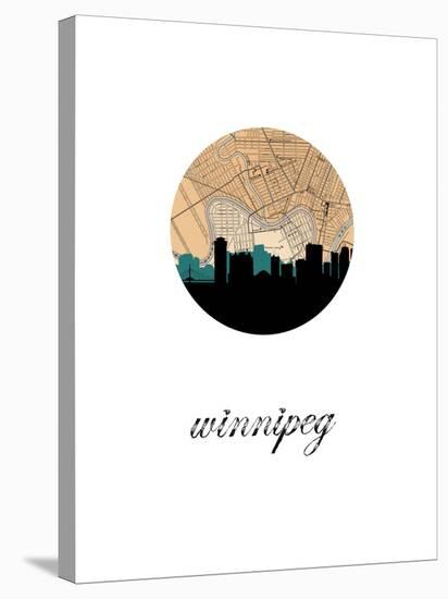 Winnipeg Map Skyline-Paperfinch 0-Stretched Canvas