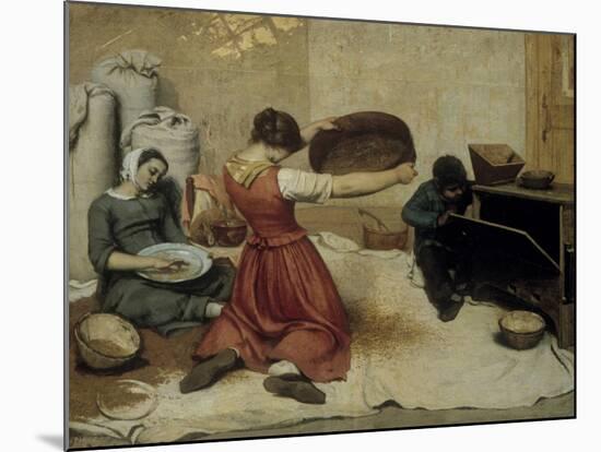 Winnowing Wheat-Gustave Courbet-Mounted Art Print