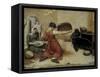 Winnowing Wheat-Gustave Courbet-Framed Stretched Canvas