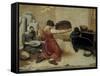 Winnowing Wheat-Gustave Courbet-Framed Stretched Canvas
