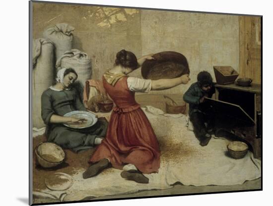 Winnowing Wheat-Gustave Courbet-Mounted Art Print