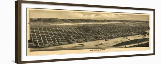 Winona, Minnesota - Panoramic Map-Lantern Press-Framed Premium Giclee Print