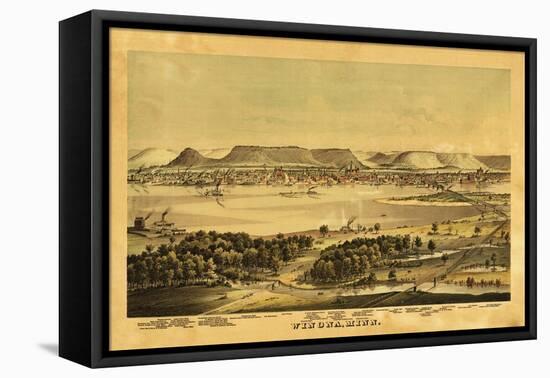 Winona, Minnesota - Panoramic Map-Lantern Press-Framed Stretched Canvas