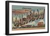 Winslow, Arizona - Large Letter Scenes-Lantern Press-Framed Art Print