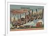 Winslow, Arizona - Large Letter Scenes-Lantern Press-Framed Premium Giclee Print