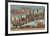 Winslow, Arizona - Large Letter Scenes-Lantern Press-Framed Premium Giclee Print