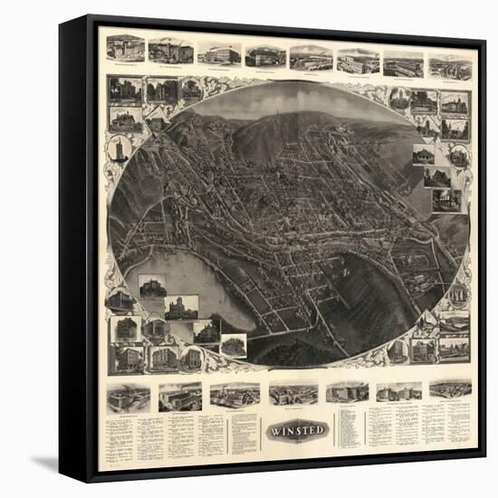 Winsted, Connecticut - Panoramic Map-Lantern Press-Framed Stretched Canvas
