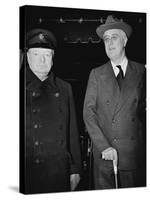 Winston Churchill and Franklin D Roosevelt-null-Stretched Canvas