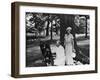 Winston Churchill and His Wife Relaxing Outdoors at their Home Chartwell-null-Framed Photographic Print