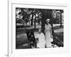 Winston Churchill and His Wife Relaxing Outdoors at their Home Chartwell-null-Framed Photographic Print