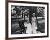 Winston Churchill and His Wife Relaxing Outdoors at their Home Chartwell-null-Framed Photographic Print