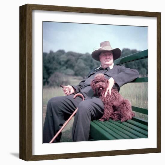 Winston Churchill and Pet Dog-Mark Kauffman-Framed Premium Photographic Print