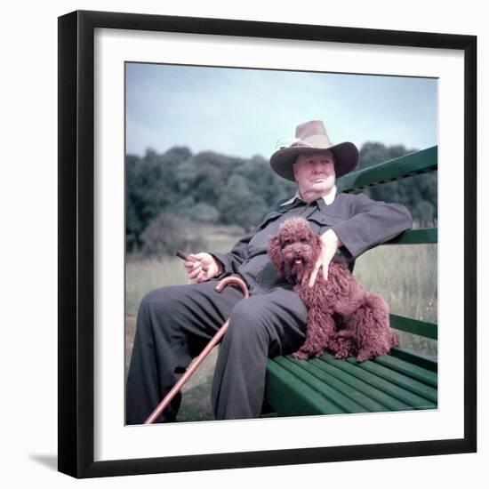 Winston Churchill and Pet Dog-Mark Kauffman-Framed Premium Photographic Print