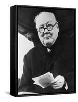 Winston Churchill British Prime Minister in Later Life Reading a Letter-null-Framed Stretched Canvas