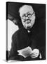 Winston Churchill British Prime Minister in Later Life Reading a Letter-null-Stretched Canvas