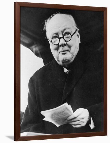 Winston Churchill British Prime Minister in Later Life Reading a Letter-null-Framed Photographic Print