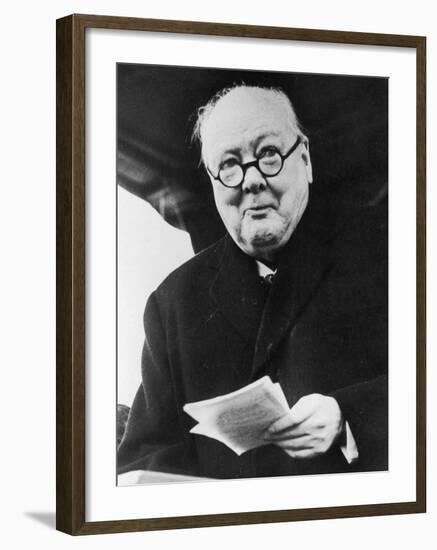 Winston Churchill British Prime Minister in Later Life Reading a Letter-null-Framed Photographic Print