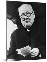 Winston Churchill British Prime Minister in Later Life Reading a Letter-null-Mounted Photographic Print