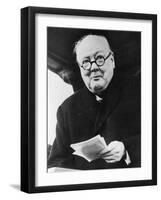 Winston Churchill British Prime Minister in Later Life Reading a Letter-null-Framed Photographic Print