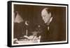 Winston Churchill British Statesman and Author Reading Correspondence at His Desk in 1933-null-Framed Stretched Canvas