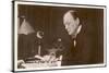 Winston Churchill British Statesman and Author Reading Correspondence at His Desk in 1933-null-Stretched Canvas