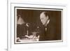 Winston Churchill British Statesman and Author Reading Correspondence at His Desk in 1933-null-Framed Premium Giclee Print