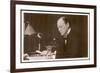Winston Churchill British Statesman and Author Reading Correspondence at His Desk in 1933-null-Framed Premium Giclee Print