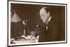Winston Churchill British Statesman and Author Reading Correspondence at His Desk in 1933-null-Mounted Art Print
