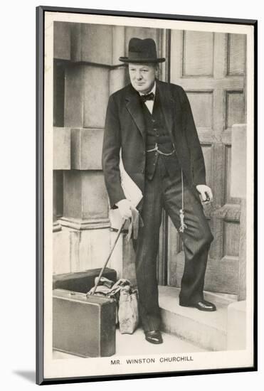 Winston Churchill British Statesman and Author Stands in a Doorway in 1940-null-Mounted Photographic Print