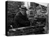 Winston Churchill Building a Brick Doll House for His Youngest Daughter-null-Stretched Canvas