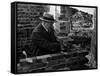 Winston Churchill Building a Brick Doll House for His Youngest Daughter-null-Framed Stretched Canvas