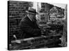 Winston Churchill Building a Brick Doll House for His Youngest Daughter-null-Stretched Canvas