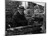 Winston Churchill Building a Brick Doll House for His Youngest Daughter-null-Mounted Photographic Print